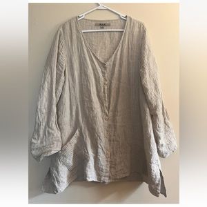FLAX linen Tunic Seersucker women’s Medium